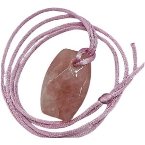 Rose quartz pendant on pink leather cord